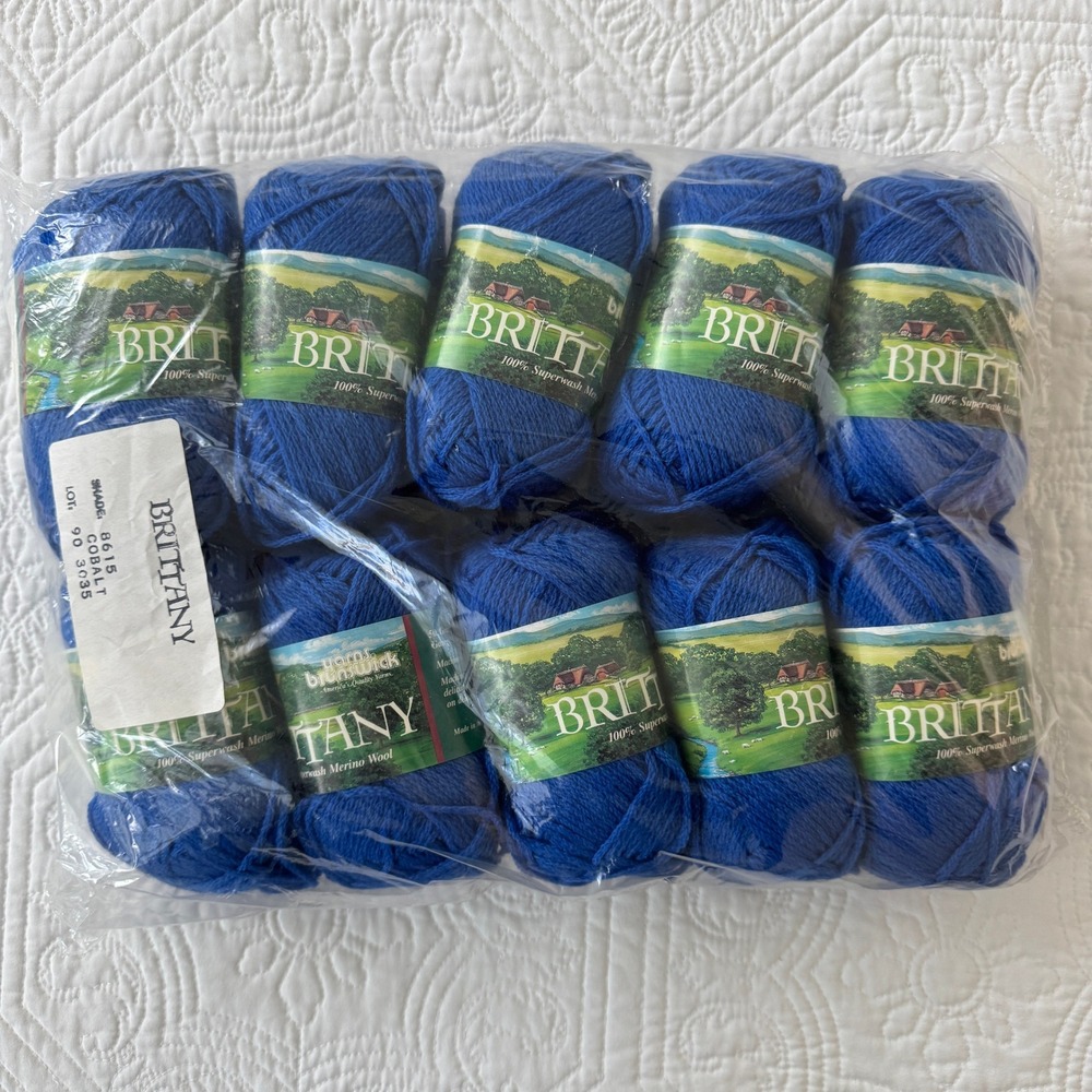 Brunswick Brittany Superwash Merino Wool Yarn Cobalt Blue 8615 Lot of 10 1000yds